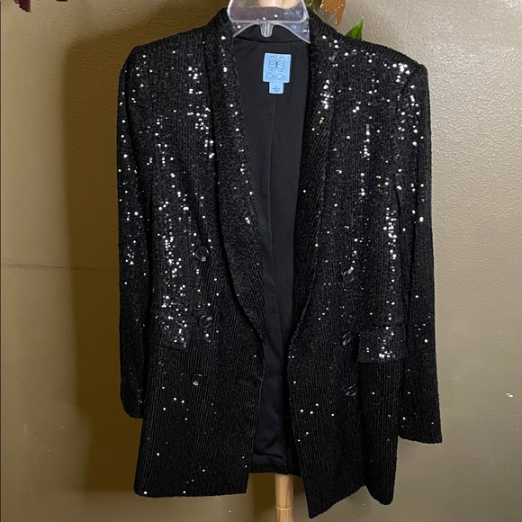 CeCe Jackets & Blazers - CeCe Black Sequin Blazer